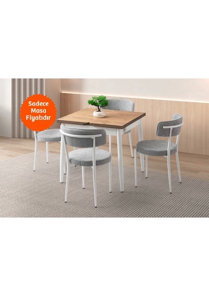 Yanlardan Açılır Büyüyen Yemek Masası Meşe-Beyaz 75X80CM Sadece Masa Fiyatıdır