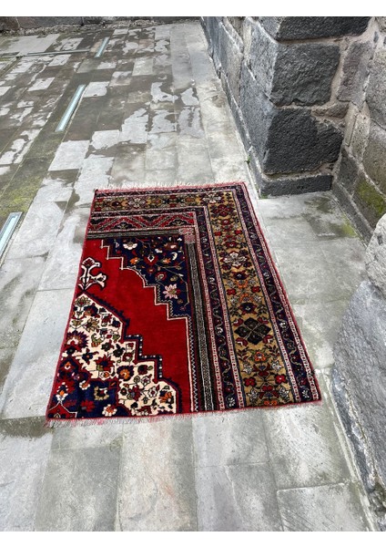 124X195 cm El Dokuma Eski Türk Kilim Yün Büyük Boy Anadolu Kilim