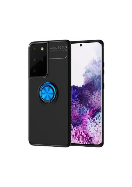 Samsung Galaxy S21 Ultra Ultra Koruma Sağlayan Stant Özellikli Yüzüklü Ravel Silikon Kılıf