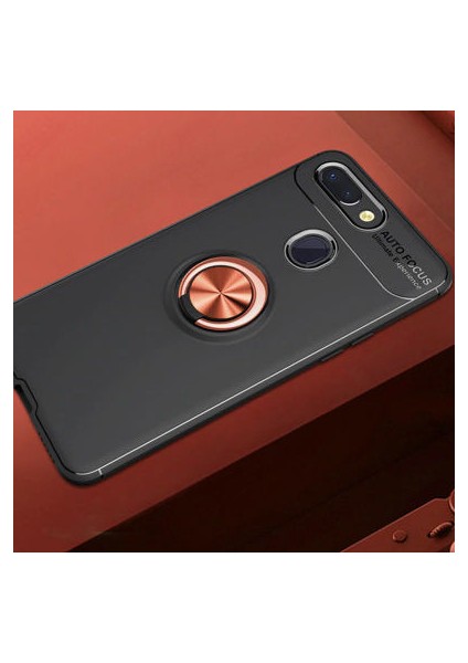 Xiaomi Mi 8 Lite Ultra Koruma Sağlayan Stant Özellikli Yüzüklü Ravel Silikon Kılıf