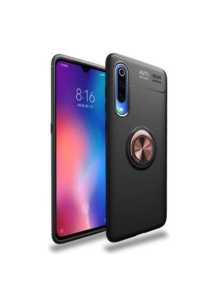 Techno Guru Xiaomi Mi 9 Lite Ultra Koruma Sağlayan Stant Özellikli Yüzüklü Ravel Silikon Kılıf