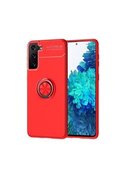 Samsung Galaxy S21 Ultra Koruma Sağlayan Stant Özellikli Yüzüklü Ravel Silikon Kılıf
