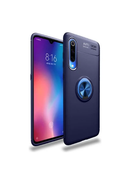 Techno Guru Xiaomi Mi 9 Lite Ultra Koruma Sağlayan Stant Özellikli Yüzüklü Ravel Silikon Kılıf