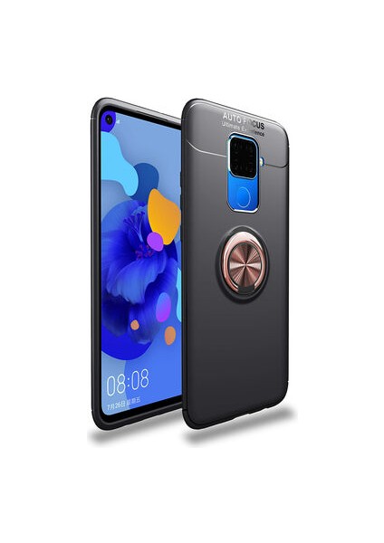 Huawei Mate 30 Lite Ultra Koruma Sağlayan Stant Özellikli Yüzüklü Ravel Silikon Kılıf