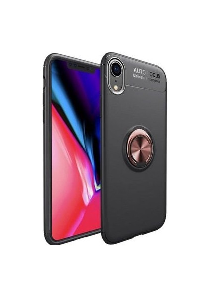 iPhone Xr Ultra Koruma Sağlayan Stant Özellikli Yüzüklü Ravel Silikon Kılıf