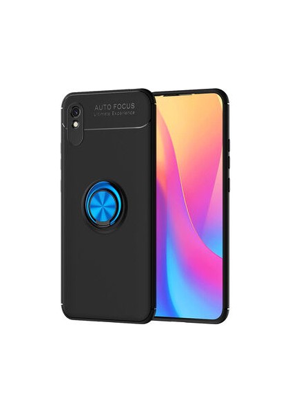 Redmi 9A Ultra Koruma Sağlayan Stant Özellikli Yüzüklü Ravel Silikon Kılıf