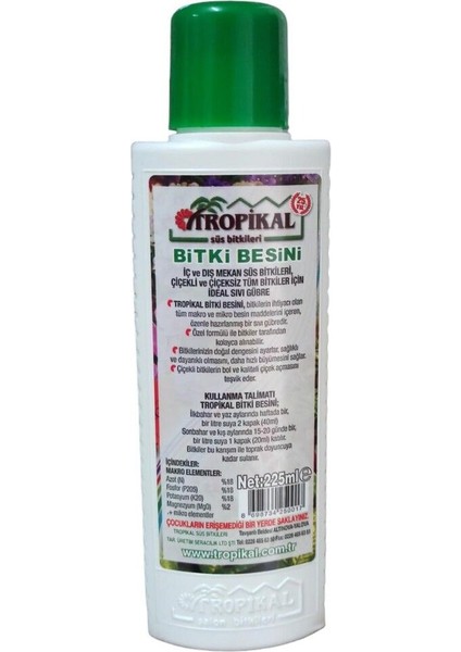 Tropikal Genel Bitki Besini Süs Bitkileri 225ML