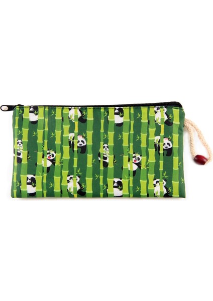 Bambu Panda Desenli Kalemlik Fermuarlı Makyaj Çantası Orta Boy 12CM x 20CM