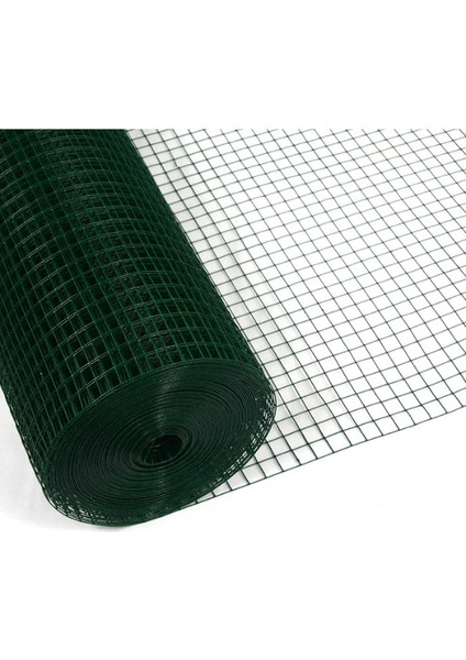 Yeşil PVC Kaplı Çit Teli - Puntalı Bahçe ve Kümes Teli, 1x15 Metre, Göz Aralığı 50x50 mm