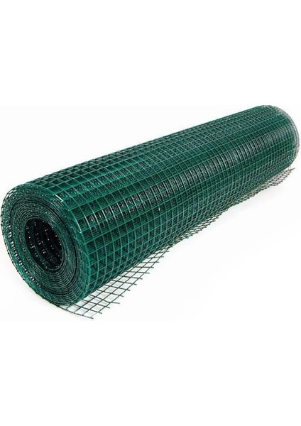Yeşil PVC Kaplı Çit Teli - Puntalı Bahçe ve Kümes Teli, 1x15 Metre, Göz Aralığı 50x50 mm