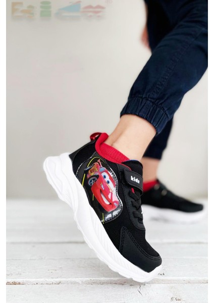 RF2340 Cars Sneaker Extra Light Ortopedik Erkek Günlük Çocuk Spor Ayakkabı Siyah Kırmızı