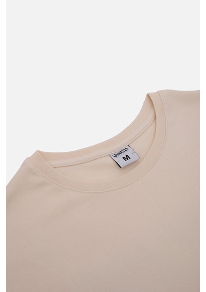 Oversızed Fıt Sırt Desenli Erkek Tshırt Ekru modelleri