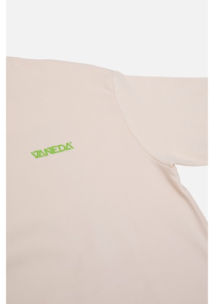 Oversızed Fıt Sırt Desenli Erkek Tshırt Ekru indirimleri