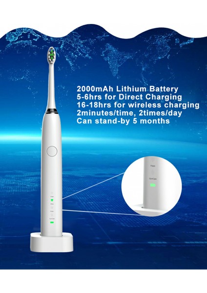 Ipx7 Su Geçirmez Şarj Edilebilir 2000MAH Flosser Diş Fırçası