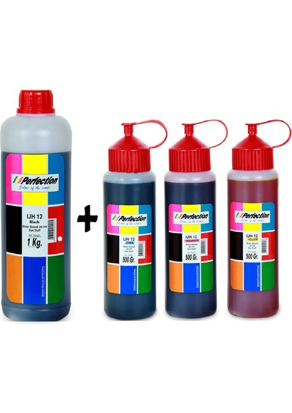 Pefection Epson Uyumlu L382 L386 L486 L455 L456 Yazıcı Mürekkep Dolum Seti 1 Kg. + 3 x 500 Gr.