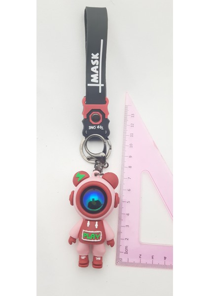 Silikon 1 Adet Pembe Renk Astronot Anahtarlık