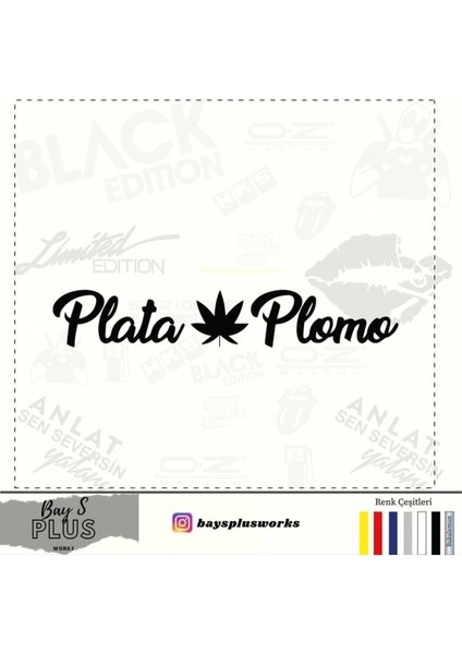 Plata Plomo Oto Sticker Siyah 20*10 cm