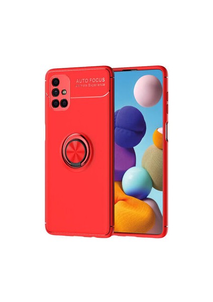 Samsung Galaxy M51 Ultra Koruma Sağlayan Stant Özellikli Yüzüklü Ravel Silikon Kılıf