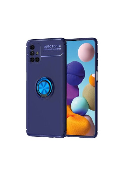 Samsung Galaxy M51 Ultra Koruma Sağlayan Stant Özellikli Yüzüklü Ravel Silikon Kılıf