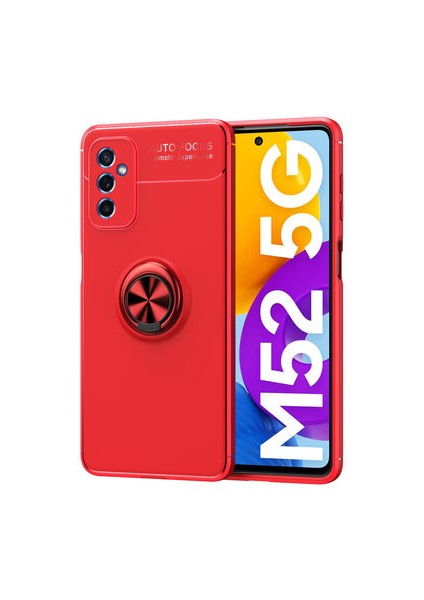 Samsung Galaxy M52 Ultra Koruma Sağlayan Stant Özellikli Yüzüklü Ravel Silikon Kılıf
