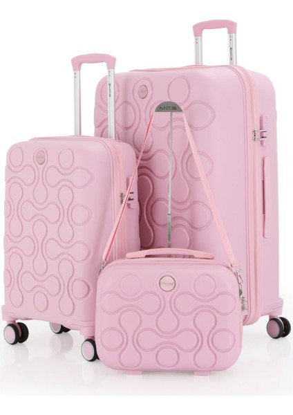 Polipropilen 3'lü Valiz Seti Büyük & Kabin & Makyaj V376