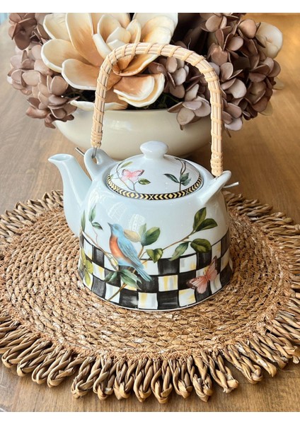 Paradise Hasır Saplı Porselen Demlik