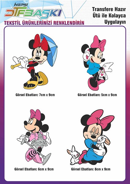 Çizgi Film Karakter Ütü ile Yapışan Tişört Tekstil Dtf Transfer Baskı