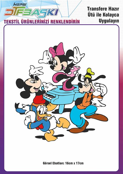 Çizgi Film Karakter Ütü ile Yapışan Tişört Tekstil Dtf Transfer Baskı