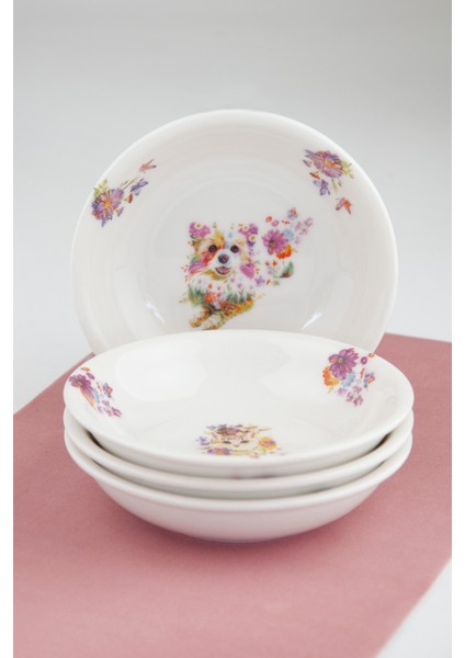 Kitty & Woof 4 Parça Porselen Çerezlik