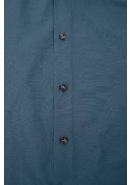 Relaxed Fıt Coton Erkek Gomlek Mavı
