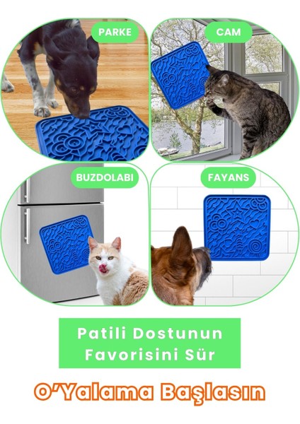 O'yalama Matı Köpek ve Kediler Için Yalama Matı Mavi Renkli Vakumlu Yapışkanlı Lickmat fırsatları