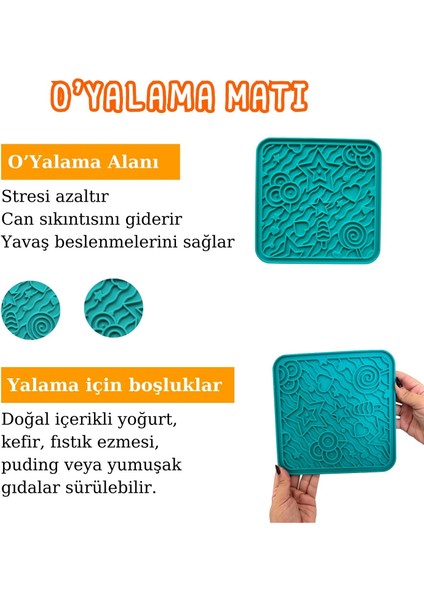 O'yalama Matı Köpek ve Kediler Için Yalama Matı Turkuaz Renkli Vakumlu Yapışkanlı Lickmat