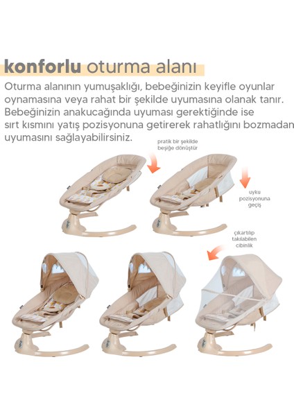 Pie Yenidoğana Uygun Otomatik Sallanabilir Kumandalı Bluetooth Müzikli Ana Kucağı