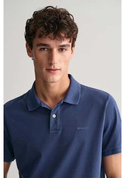 Erkek Mavi Regular Fit Logolu Polo modelleri