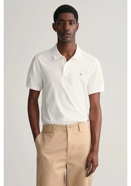Erkek Beyaz Regular Fit Logolu Polo