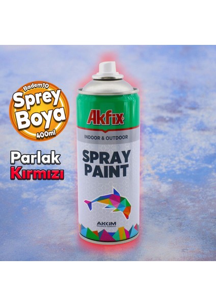 Akfix Kalıcı Sprey Boya Parlak Kırmızı 400 ml Tasarım Metal Ahşap Plastik Beton Yüzey Boyama