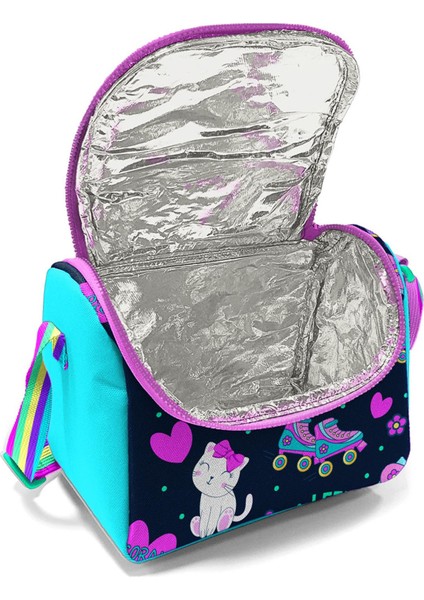 Kids Lacivert Pembe Kedili Paten Desenli 3'lü Okul Çanta Seti SET0123658 fırsatları