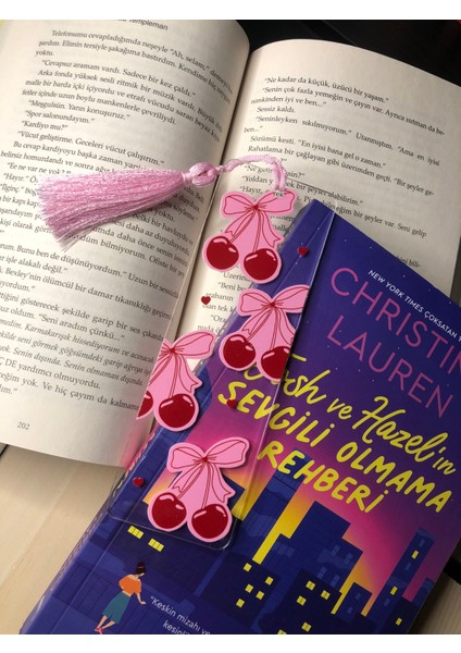 Kiraz ve Kalp Kitap Ayracı, Arkadaşa Hediye, Doğum Günü Hediyesi, Pembe Kitap Ayracı
