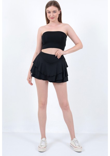 Kadın Siyah Mini Spor Şort Etek modelleri