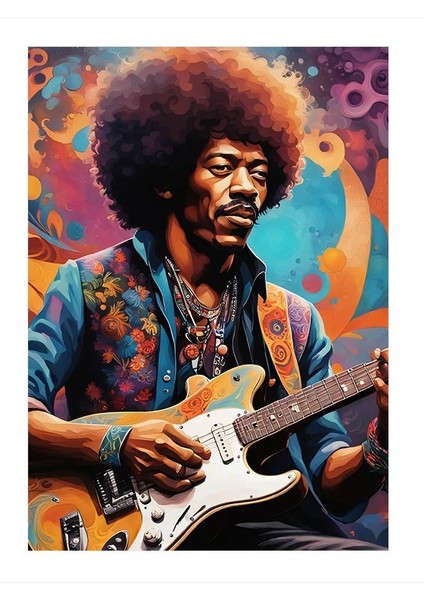 Jimi Hendrix Model Ahşap Tablo 50CMX 70CM