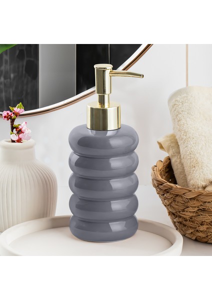 3204 Seramik Sıvı Sabunluk - Tezgah Üstü Banyo Mutfak Lavabo Sabunluğu - 275 cc