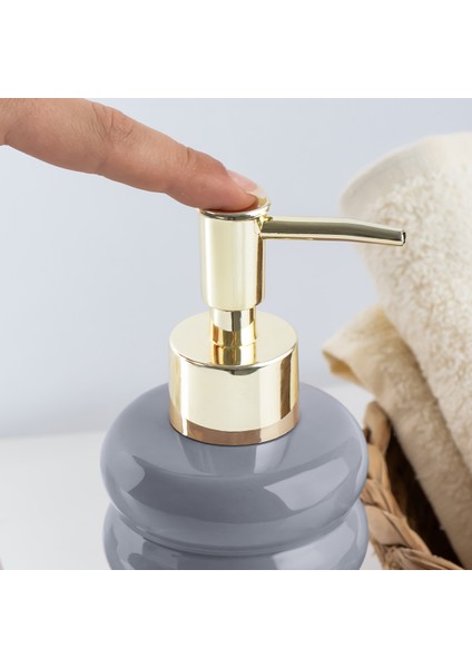 3204 Seramik Sıvı Sabunluk - Tezgah Üstü Banyo Mutfak Lavabo Sabunluğu - 275 cc