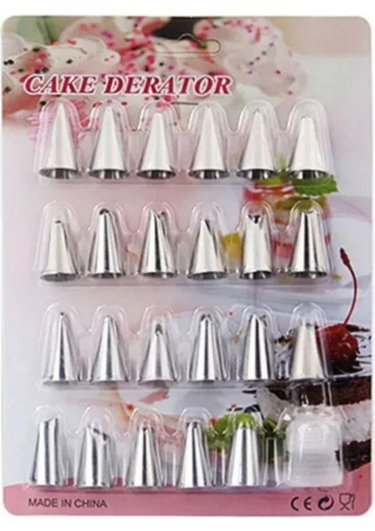 Pratik Çok Kullanışlı 24 Parça Pasta Malzeme Seti Paslanmaz Çelik Kremşanti Ucu