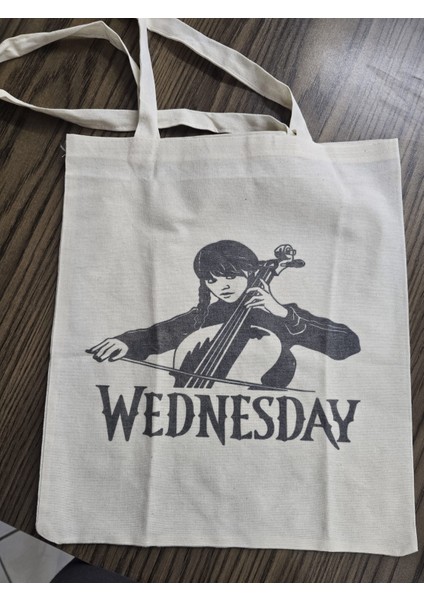 Wednesday Baskılı Bez Çanta