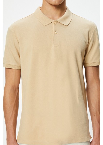 Bej Koton Polo Yaka T-Shirt indirimleri