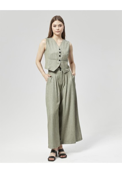 Pensli Palazzo Pantolon & Yelek Takım Su Yeşili fiyatları