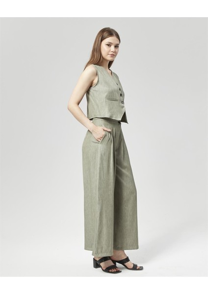 Pensli Palazzo Pantolon & Yelek Takım Su Yeşili fırsatları
