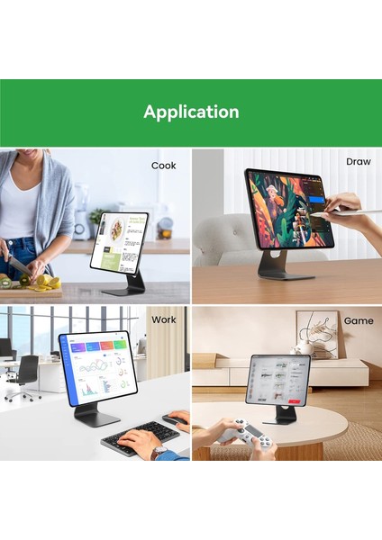 Apple iPad Air-Pro 11 İnç Manyetik Magsafe Mıknatıslı Metal Aleminyum Tutucu 360° Dönebilen Ayarlı Stand