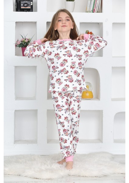 Kapi Kids Kız Çocuk Sevimli Ayıcık Baskılı Pijama Takımı 1-11 Yaş 4924-26