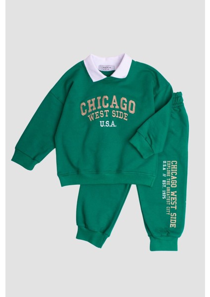 Yaka Detaylı Yazı Baskılı Eşofman Takımı